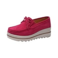 thumbnail image 1 of hopeusnice Clearance Women's Suede Loafers Slip On Wedge Platform Shoes Comfortable Breathable Bowknot Tassel Flatform Walking Shoes Hot Pink 39, 1 of 6