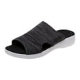 thumbnail image 1 of hopeusnice Clearance Women's Summer Knitted Sandals Breathable Slip On Slides Open Toe Comfortable Flat Platform Beach Shoes Black 35, 1 of 9