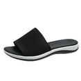 thumbnail image 1 of hopeusnice Women's Summer Sandals Breathable Mesh Slip On Slides Outdoor Flat Shoes Comfortable Beach Walking Shoes Lightweight Slip-On Sandals Black 40, 1 of 1