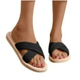 thumbnail image 1 of hopeusnice Women's Summer Sandals Cross Strap Flat Slides Beach Slippers Thong Flip Flops Comfy Breathable Soft Sole Open Toe Footwear Black 41, 1 of 5