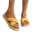 thumbnail image 1 of hopeusnice Clearance Women's Summer Sandals Cross Strap Flat Slides Beach Slippers Thong Flip Flops Comfy Breathable Soft Sole Open Toe Footwear Yellow 40, 1 of 6