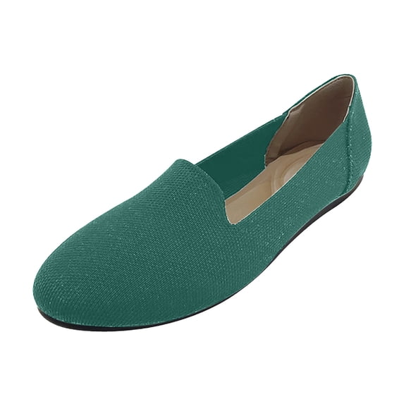 hopeusnice Womens Breathable Knitted Flats Shoes Round Toe Flats Comfortable Ballet Walking Shoes Dressy Slip-ons Loafers Green 38