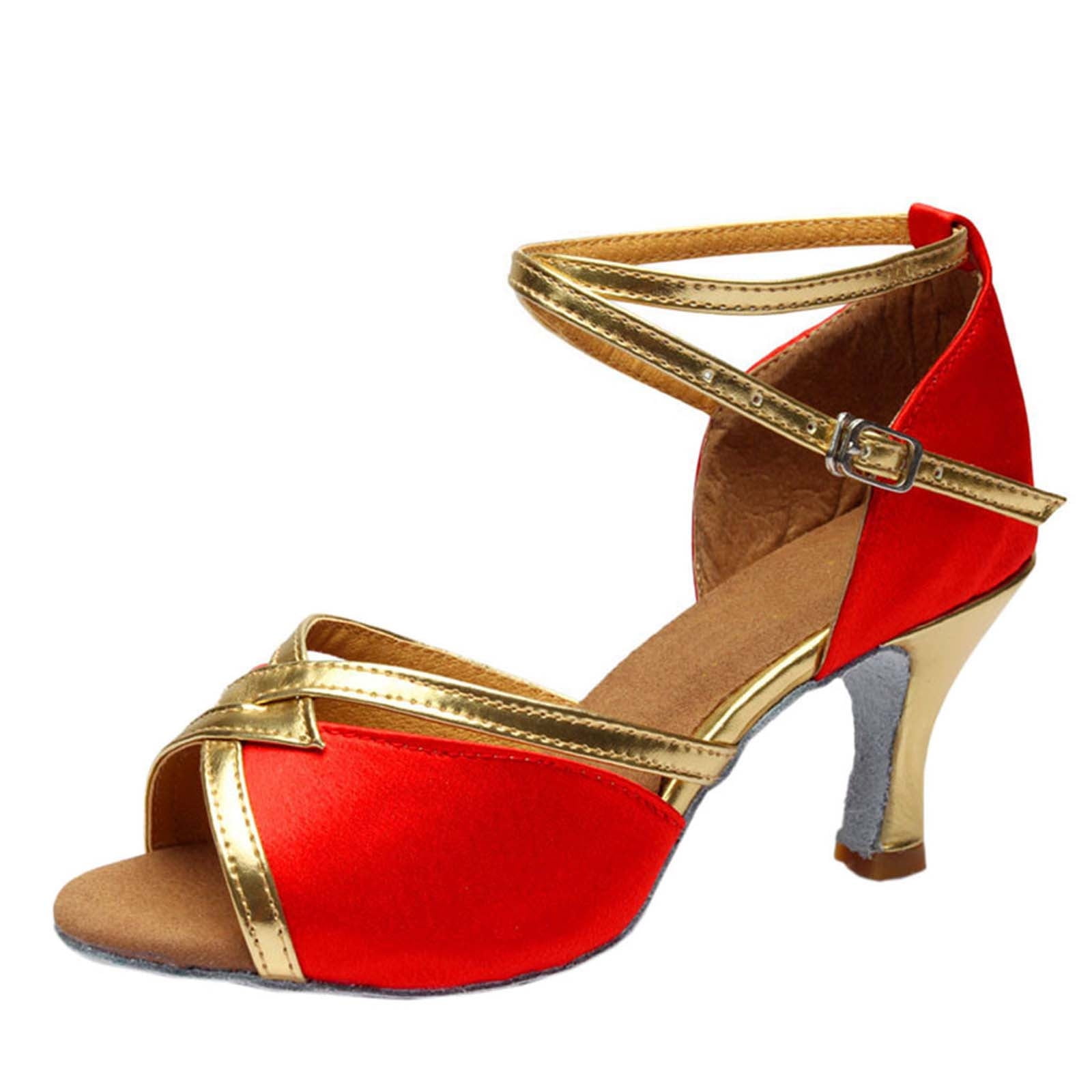 Womens Glitter Latin Dance Shoes Closed Toe Ankle Cross Strap Mary - Main Image