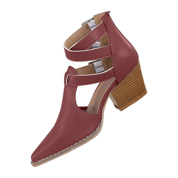 hopeusnice Cutout Lace Up Block Heel Pointed Toe Shoes Women Dressy Evening Footwear Brown 41