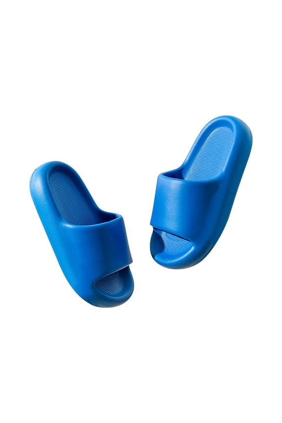 Girl's Minimalist Open Toe Slide Flats Smooth Lightweight with On Closure for Poolside and Summer Outings Blue 9 Years