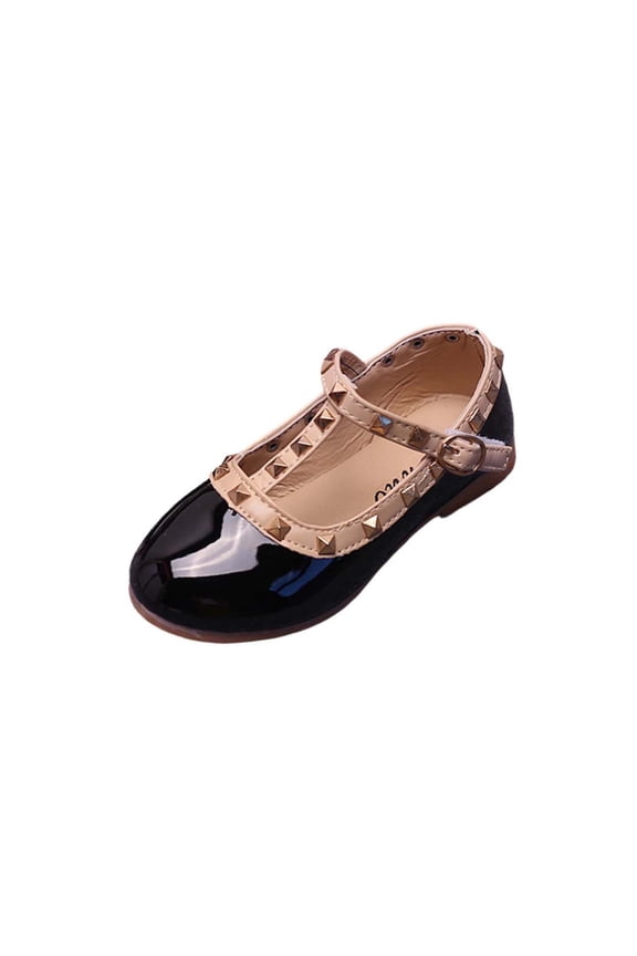 Girl's Vintage Buckle Leather Shoes Closed Toe Durable Supportive with Snap Closure for Dressy Occasions and Pageants Black 28
