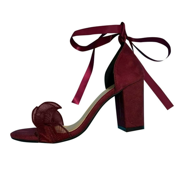 hopeusnice High Heels Shoes for Women Non-slip cloth Materials Summer Shoes Breathable Trendy Tapered High heel Open Toe Soft Women's High Heels Shoes Dress Shoes Wine 36