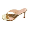 thumbnail image 1 of hopeusnice High Heels Shoes for Women PU Materials Summer Shoes Breathable Soft Tapered heel Non-slip Thong Sandals Women's High Heels Shoes Trendy Square Toe Dress Shoes Gold 43, 1 of 9