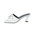 thumbnail image 1 of hopeusnice High Heels Shoes for Women Soft Non-slip Breathable Open Toe Sandals Tapered High heel Women's High Heels Shoes PU Summer Shoes Trendy Square Toe Dress Shoes White 38, 1 of 9