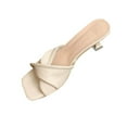 thumbnail image 1 of hopeusnice High Heels Shoes for Women Soft Non-slip PU Materials Summer Shoes Women's High Heels Shoes Breathable Open Toe Sandals Tapered High heel Trendy Dress Shoes Beige 41, 1 of 3