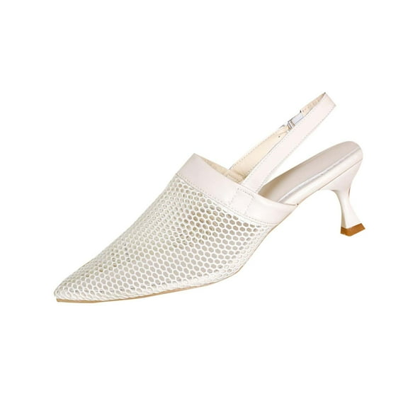 hopeusnice High Heels Shoes for Women Tapered High heel Breathable Non-slip Closed-toe Sandals Trendy Women's High Heels Shoes Soft Mesh Summer and Fall Shoes Almond toe Dress Shoes Beige 41