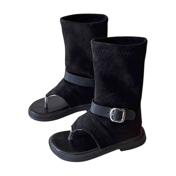 hopeusnice Kids Ankle Boots Hook Loop Closed Toe Warm Durable Outdoor Daily Casual Walking Footwear Black 26