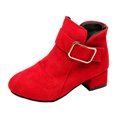 thumbnail image 1 of hopeusnice Kids Ankle Boots Low Top Style Buckle Closure Chunky Heel Soft Lining Suitable For Casual Outings Daily Activities Red 5.5-6Years, 1 of 6