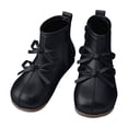 thumbnail image 1 of hopeusnice Kids Ankle Boots Low Top Style Lace Up Closure Shiny Finish Comfort Sole Suitable For Daily Play Casual Occasions Black 23, 1 of 6