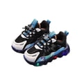 thumbnail image 1 of hopeusnice Kids Color Block Chunky Sneakers Lace Up Round Toe Non Breathable Outdoor Sports Casual Footwear Blue 21, 1 of 9