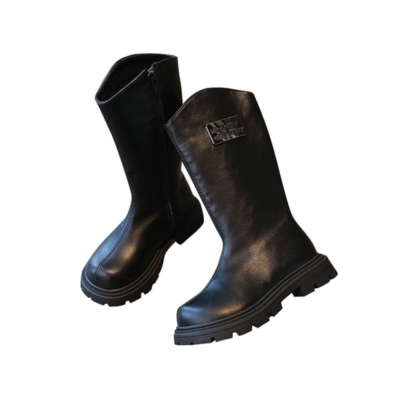 hopeusnice Kids High Top Boots Sole Zip Closure Warm Lining Durable Construction Suitable For Cold Weather Daily Wear Black 30