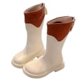 thumbnail image 1 of hopeusnice Kids Knee High Boots Pull On Closure Contrast Collar Soft Sole Durable Construction For Daily Activities Seasonal Outings Beige 26, 1 of 9