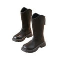 thumbnail image 1 of hopeusnice Kids Knee High Boots Side Zip Closure Sturdy Sole Durable Construction Smooth Design Ideal For Outdoor Walks Daily Wear Brown 26, 1 of 4