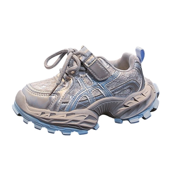 hopeusnice Kids Lace Up Chunky Sneakers Sole Round Toe Fashionable Daily Casual Party Footwear Blue 26