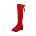 thumbnail image 1 of hopeusnice Kids Long Boots Knee High Style Lace Up Detail Round Toe Soft Lining Durable Outsole Suitable For Outdoor Play Casual Occasions Red 32, 1 of 7