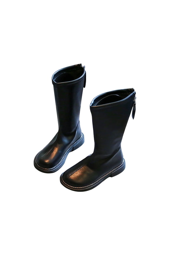 Kids Mid Calf Boots Classic Design Easy On Closure Non Sole Breathable Insole Ideal For Playdates Walking Trips Black 29