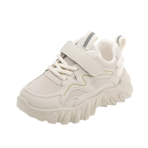 hopeusnice Kids Outdoor Hiking Shoes Hook Loop Closed Toe Non Durable Trekking Camping Footwear Beige 30