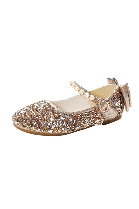 Kids Sequin Strap Buckle Open Toe Lightweight Summer Daily Casual Play Footwear Gold 3.5 Years