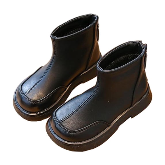 hopeusnice Kids Short Boots Easy On Closure Durable Outsole Soft Footbed Practical Design Suitable For Playdates Daily Commutes Black 26