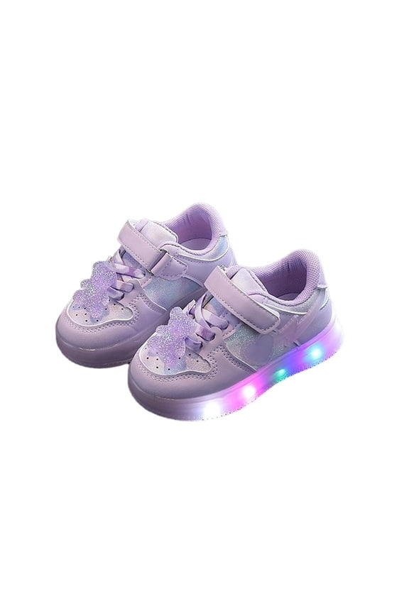 Kids Star Patch Sneakers Hook Loop Round Toe Cute Durable Daily School Casual Play Footwear Purple 22