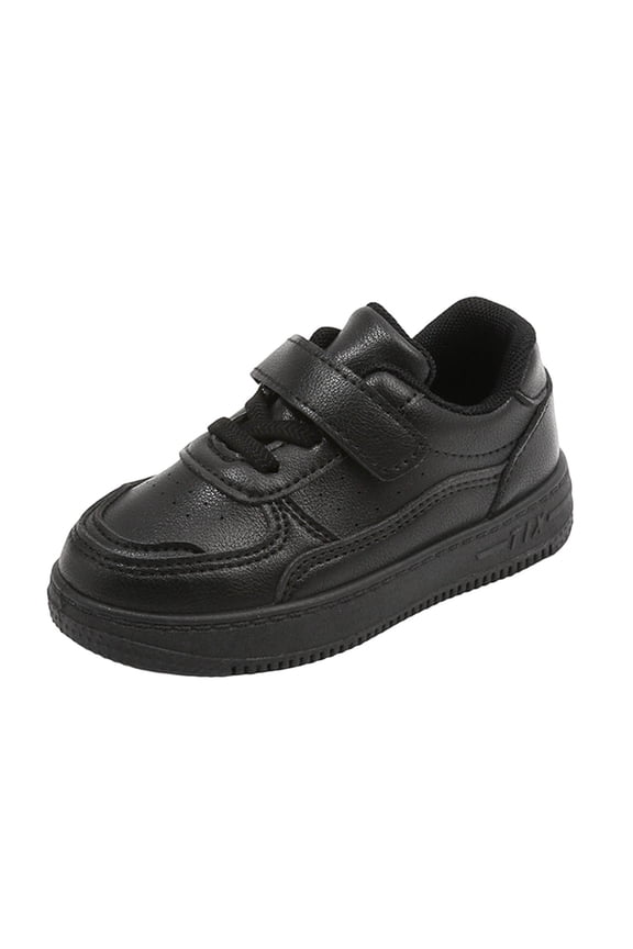 Kids Style Sneakers Hook Loop Closed Toe Non Breathable Outdoor Sports Casual Play Footwear Black 21