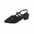 thumbnail image 1 of hopeusnice Lace Pointed Toe Slingback Block Heel Sandal Women Dressy Wedding Evening Shoes Black 39, 1 of 9