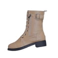 thumbnail image 1 of hopeusnice Lace Up Buckle Decor Side Zipper Boot Block Heel Street Style Boot Khaki 39, 1 of 7