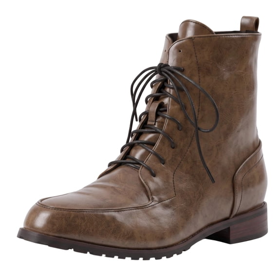 Up Blocker hopeusnice Men Ankle Boot Round Toe Panel Upper Lace Up Low Block Heel ...