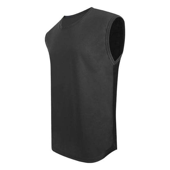 hopeusnice Men's Basic Muscle T-Shirt Cotton Solid Color Tank Top Tee Gym Workout Fitness Vest Undershirt Dark Gray S