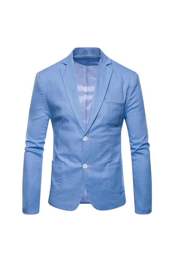 Men's Blazer Suit Jacket Slim Fit One Button Solid Business Party Wedding Prom Tuxedo Light Blue XXXL