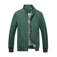 thumbnail image 1 of hopeusnice Men's Bomber Jacket Stand Collar Long Sleeve Rib Knit Cuffs Black Windproof Coats with Zipper Pockets Army Green L, 1 of 2