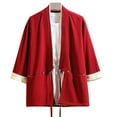 thumbnail image 1 of hopeusnice Men's Cardigan Japanese Traditional Yukata Loose Fit 3/4 Sleeve Shirt Tops Streetwear Harajuku Style Asian Style Jacket Coat Red XXL, 1 of 4
