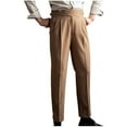 thumbnail image 1 of hopeusnice Men's Casual Fall Solid Color Business Pants Cotton Linen Suit Pants Fashion Elastic Waist Lounge Trousers Pants Pants Pockets Workout Activewear Khaki M, 1 of 5
