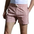 hopeusnice Men's Cotton Linen Sweat Shorts Casual Beach Elastic Waist