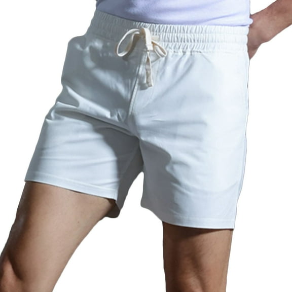 hopeusnice Men's Cotton Linen Sweat Shorts Casual Beach Workout Activewear Elastic Waist Drawstring Lounge Shorts Solid Color Shorts Pants Pants Pockets Summer Wine L