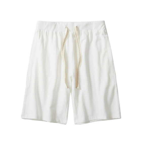 hopeusnice Men's Cotton Linen Sweat Shorts Casual Beach Workout Activewear Solid Color Shorts Clearance Summer Pants Pockets Pants Elastic Waist Drawstring Lounge Shorts Beige L