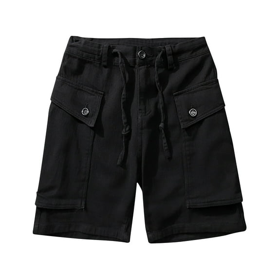 Men's Elastic Waist Drawstring Lounge Shorts Cargo Shorts Workout Activewear Pants Casual Beach Pants Pockets Solid Color Shorts Summer Black XXXL