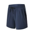 thumbnail image 1 of hopeusnice Men's Elastic Waist Drawstring Lounge Shorts Sweat Shorts Casual Beach Clearance Summer Solid Color Shorts Workout Gym Teen Boy Running Shorts Quick Dry Pants Pockets Navy XXL, 1 of 6