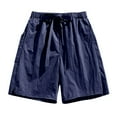 thumbnail image 1 of hopeusnice Men's Elastic Waist Drawstring Lounge Shorts Sweat Shorts Solid Color Shorts Pants Clearance Summer Workout Activewear Casual Beach Pants Pockets Navy XXXL, 1 of 3