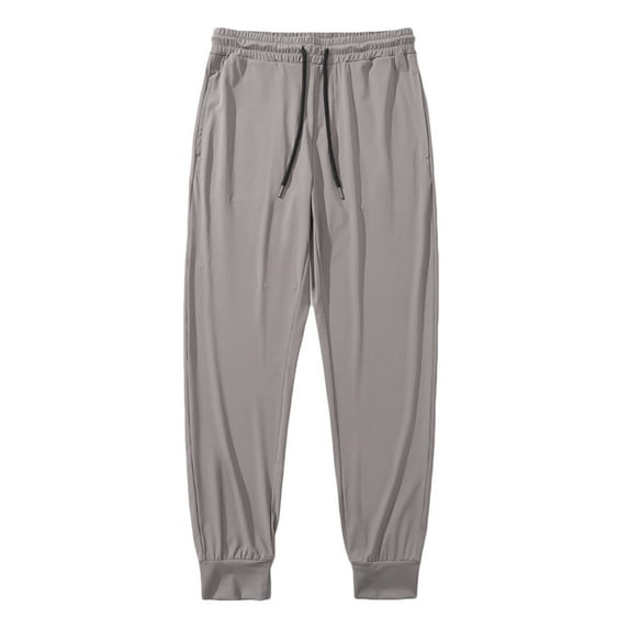 hopeusnice Men's Elastic Waist Drawstring Lounge Trousers Joggers Solid Color sweatpants fall Fashion Workout Activewear Casual Fall Pants Quick Dry Pants Pockets Khaki XXL