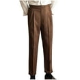 thumbnail image 1 of hopeusnice Men's Elastic Waist Lounge Trousers Cotton Linen Suit Pants Casual Fall Fashion Solid Color Business Pants Pants Pants Pockets Workout Activewear Coffee XXL, 1 of 4