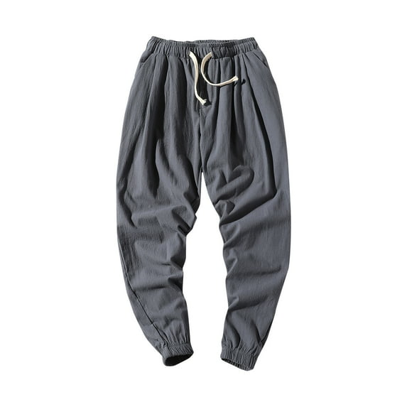 hopeusnice Men's Fashion Solid Color sweatpants fall Workout Activewear Pants Pants Elastic Waist Drawstring Lounge Trousers Casual Fall Joggers Gray XXXXL
