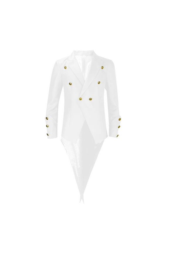 Men's Gothic Vintage Frock Coat Tailcoat Steam Jacket Party Tuxedo Blazer White XXXL