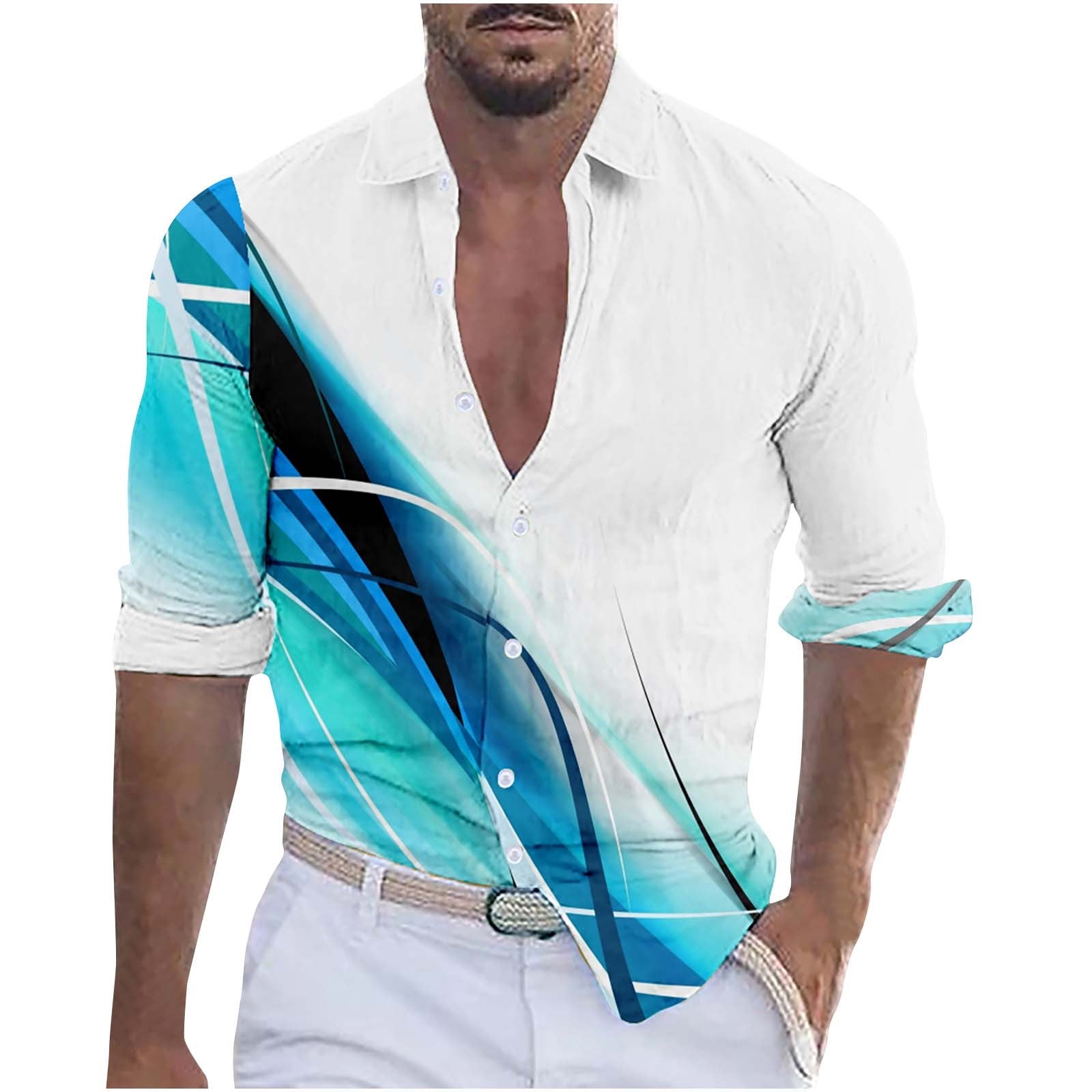 hopeusnice Men's Gradient Color Shirts Clearance Fall Lightweight