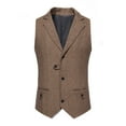 thumbnail image 1 of hopeusnice Men's Herringbone Tweed Vests Business Waistcoat Slim Fit Suit Vests with Pockets Khaki S, 1 of 9